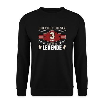 3 Jahre Jubiläum Chef - Unisex Pullover - Schwarz - Vorne - Alina (178cm) & Michal (187cm)