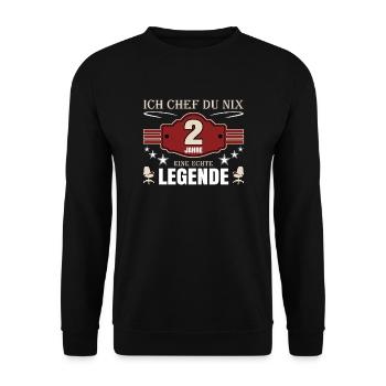 2 Jahre Jubiläum Chef - Unisex Pullover - Schwarz - Vorne - Alina (178cm) & Michal (187cm)