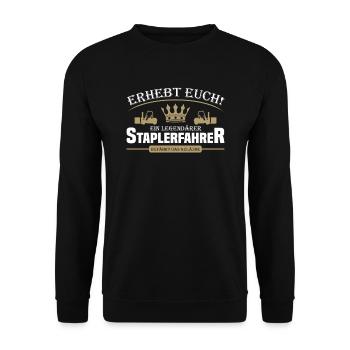 Staplerfahrer - Unisex Pullover - Schwarz - Vorne - Alina (178cm) & Michal (187cm)