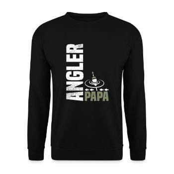 Angelnder Papa - Unisex Pullover - Schwarz - Vorne - Alina (178cm) & Michal (187cm)