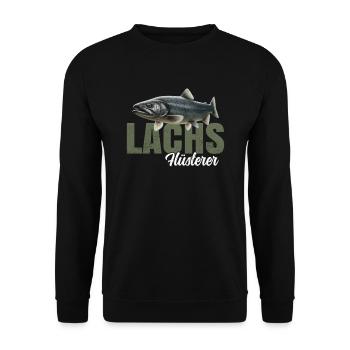 Lachs Flüsterer - Unisex Pullover - Schwarz - Vorne - Alina (178cm) & Michal (187cm)