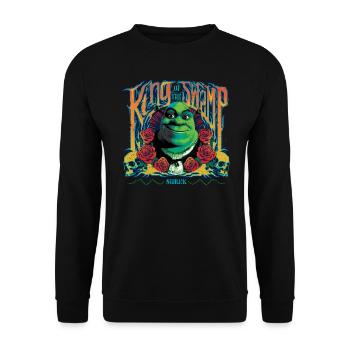 Shrek Design King Of The Swamp With Shrek & Roses - Unisex Sweatshirt - black - Front - Alina (178cm) & Michal (187cm)