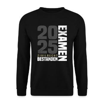 Zivilrecht Examen Bestanden 2025 - Unisex Pullover - Schwarz - Vorne - Alina (178cm) & Michal (187cm)