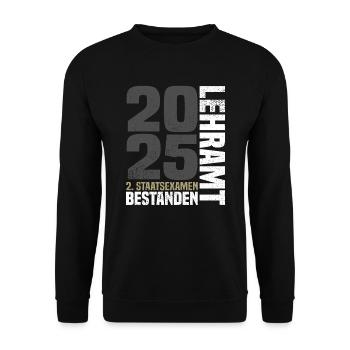 2. Staatsexamen Lehramt Bestanden 2025 - Unisex Pullover - Schwarz - Vorne - Alina (178cm) & Michal (187cm)