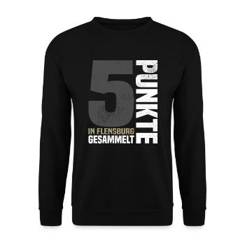 5 Punkte in Flensburg - Unisex Pullover - Schwarz - Vorne - Alina (178cm) & Michal (187cm)