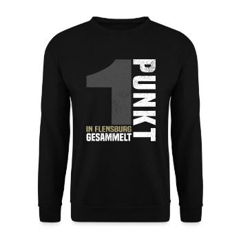 1 Punkt in Flensburg - Unisex Pullover - Schwarz - Vorne - Alina (178cm) & Michal (187cm)
