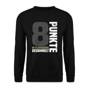 8 Punkte in Flensburg - Unisex Pullover - Schwarz - Vorne - Alina (178cm) & Michal (187cm)