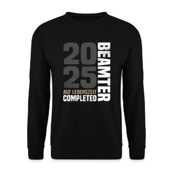 Beamter auf Lebenszeit 2025 - Unisex Pullover - Schwarz - Vorne - Alina (178cm) & Michal (187cm)