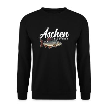 Äschen Flüsterer - Unisex Pullover - Schwarz - Vorne - Alina (178cm) & Michal (187cm)