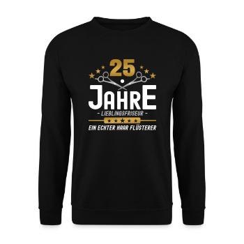 25 Jahre Jubiläum Friseur - Unisex Pullover - Schwarz - Vorne - Alina (178cm) & Michal (187cm)