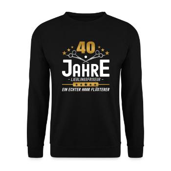 40 Jahre Jubiläum Friseur - Unisex Pullover - Schwarz - Vorne - Alina (178cm) & Michal (187cm)
