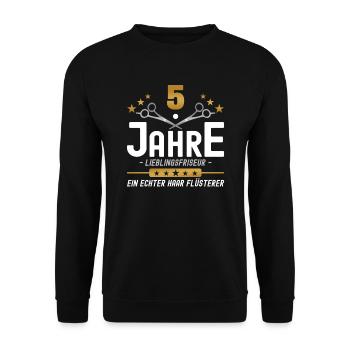 5 Jahre Jubiläum Friseur - Unisex Pullover - Schwarz - Vorne - Alina (178cm) & Michal (187cm)