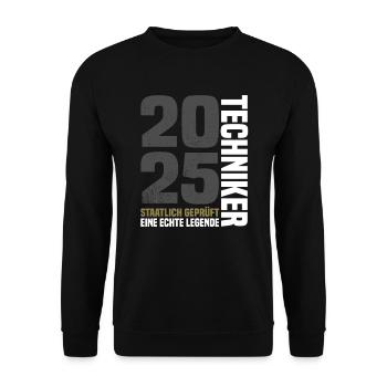 Staatlich Geprüfter Techniker 2025 - Unisex Pullover - Schwarz - Vorne - Alina (178cm) & Michal (187cm)
