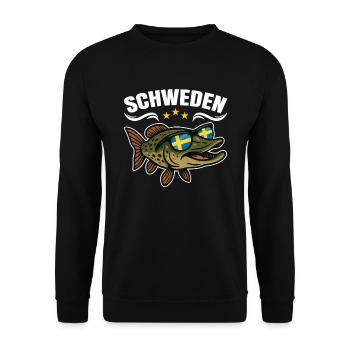 Schweden Angeln - Unisex Pullover - Schwarz - Vorne - Alina (178cm) & Michal (187cm)