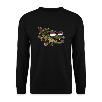 Holland Angeln auf Hecht - Unisex Pullover - Schwarz - Vorne - Alina (178cm) & Michal (187cm)