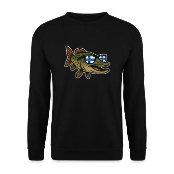Finland Fishing for Pike - Unisex Sweatshirt - black - Front - Alina (178cm) & Michal (187cm)