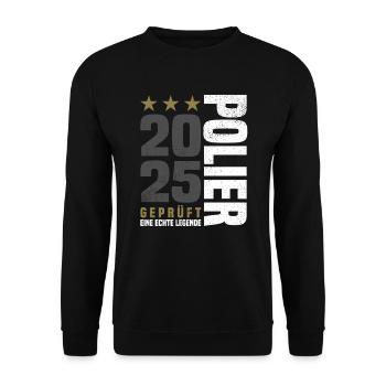 Geprüfter Polier 2025 - Unisex Pullover - Schwarz - Vorne - Alina (178cm) & Michal (187cm)