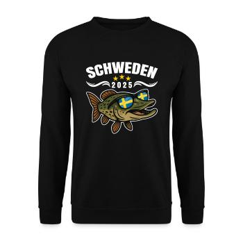 Schweden Angeltour 2025 - Unisex Pullover - Schwarz - Vorne - Alina (178cm) & Michal (187cm)