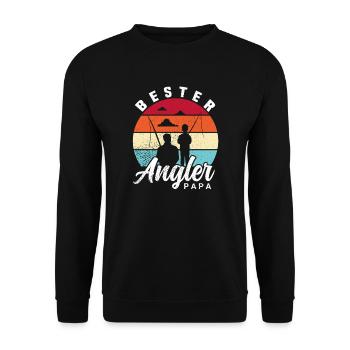 Bester Angler Papa - Unisex Pullover - Schwarz - Vorne - Alina (178cm) & Michal (187cm)