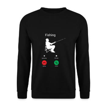 LE POISSON M’APPELER ! APPEL DE PÊCHE ! CHEMISE DE - Sweat-shirt Unisexe - noir - Devant - Alina (178cm) & Michal (187cm)