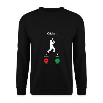 CRICKET RUFT MICH! - Unisex Pullover - Schwarz - Vorne - Alina (178cm) & Michal (187cm)