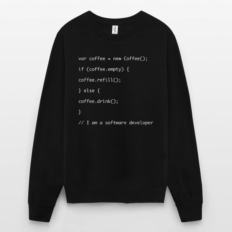 Coffee refill Javascript code Unisex Sweatshirt