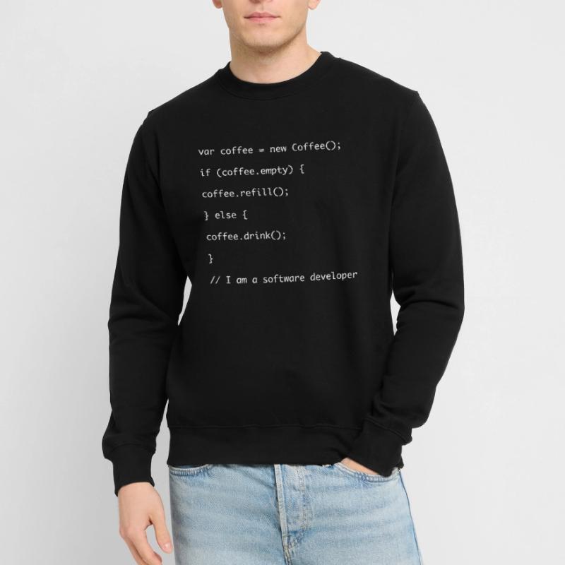 Coffee refill Javascript code Unisex Sweatshirt