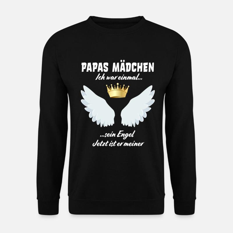 Papas Mädchen süßer Spruch Engel Geschenkidee - Unisex Pullover - Schwarz