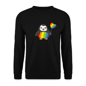 LGBT penguin gay pride penguin LGBTQ rainbow - Unisex Sweatshirt - black - Front - Alina (178cm) & Michal (187cm)