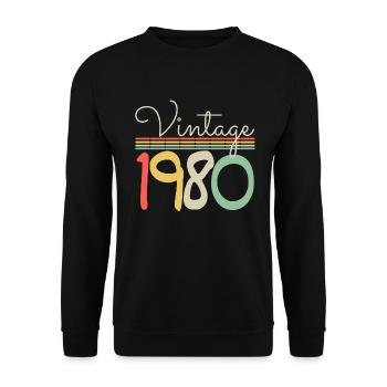 Jahrgang 1980 - Unisex Pullover - Schwarz - Vorne - Alina (178cm) & Michal (187cm)