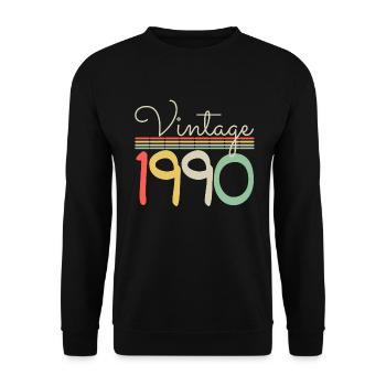 Jahrgang 1990 - Unisex Pullover - Schwarz - Vorne - Alina (178cm) & Michal (187cm)