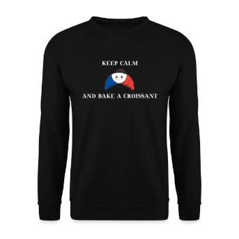 Keep calm and bake a croissant gift idea - Unisex Sweatshirt - black - Front - Alina (178cm) & Michal (187cm)