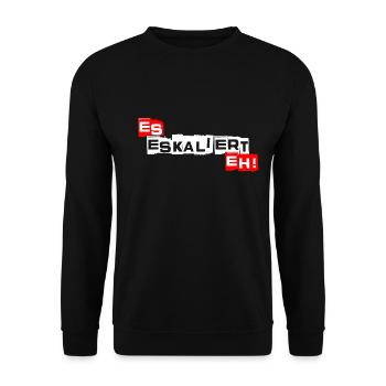 Es eskaliert eh Eskalation Party Malle Festival - Unisex Pullover - Schwarz - Vorne - Alina (178cm) & Michal (187cm)