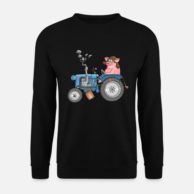 Ulkiges Schwein auf Traktor - Unisex Pullover - Schwarz