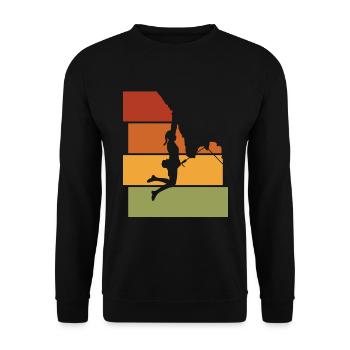 Mountain Mountaineering Climbing Gift Bouldering Retro - Unisex Sweatshirt - black - Front - Alina (178cm) & Michal (187cm)