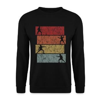 Degen Fechten Fechterin Fechter Florett Schwert - Unisex Pullover - Schwarz - Vorne - Alina (178cm) & Michal (187cm)