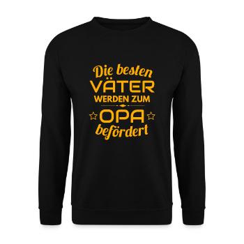 Zum Opa befördert - Unisex Pullover - Schwarz - Vorne - Alina (178cm) & Michal (187cm)