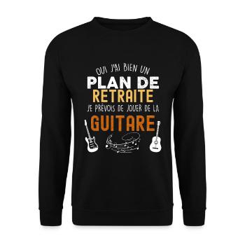 Plan de retraite guitare humour musique - Sweat-shirt Unisexe - noir - Devant - Alina (178cm) & Michal (187cm)