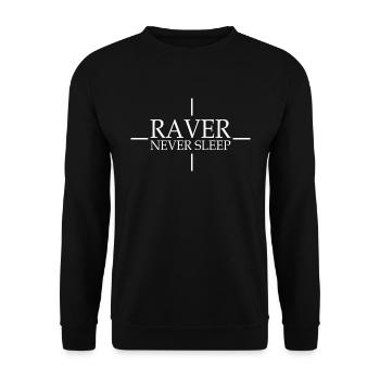 Raver Never Sleep - Unisex Pullover - Schwarz - Vorne - Alina (178cm) & Michal (187cm)
