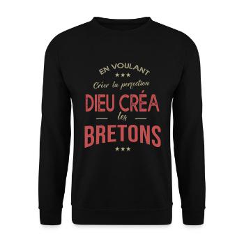 BRETON cadeau humour homme breton fierté bretagne - Sweat-shirt Unisexe - noir - Devant - Alina (178cm) & Michal (187cm)