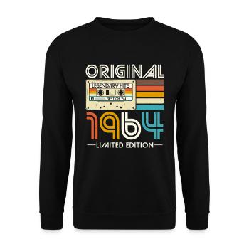 Jahrgang 1964 Vintage Geburtstag Retro Geschenk - Unisex Pullover - Schwarz - Vorne - Alina (178cm) & Michal (187cm)