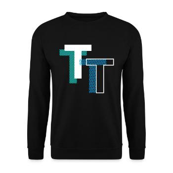 T Buchstabe - Unisex Pullover - Schwarz - Vorne - Alina (178cm) & Michal (187cm)