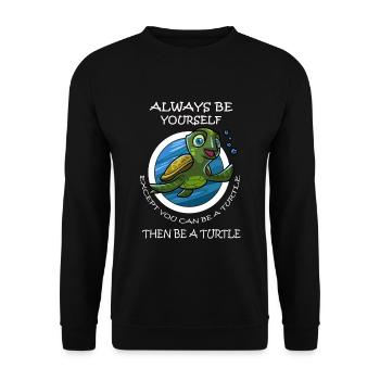 Lustiger Schildkröten Spruch T-Shirt Geschenk - Unisex Pullover - Schwarz - Vorne - Alina (178cm) & Michal (187cm)
