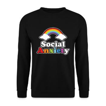 Social Anxiety Emo Clothes Aesthetic Soft Goth - Sweat-shirt Unisexe - noir - Devant - Alina (178cm) & Michal (187cm)