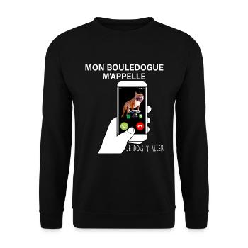 Bouledogue Humour Téléphone portable - Sweat-shirt Unisexe - noir - Devant - Alina (178cm) & Michal (187cm)