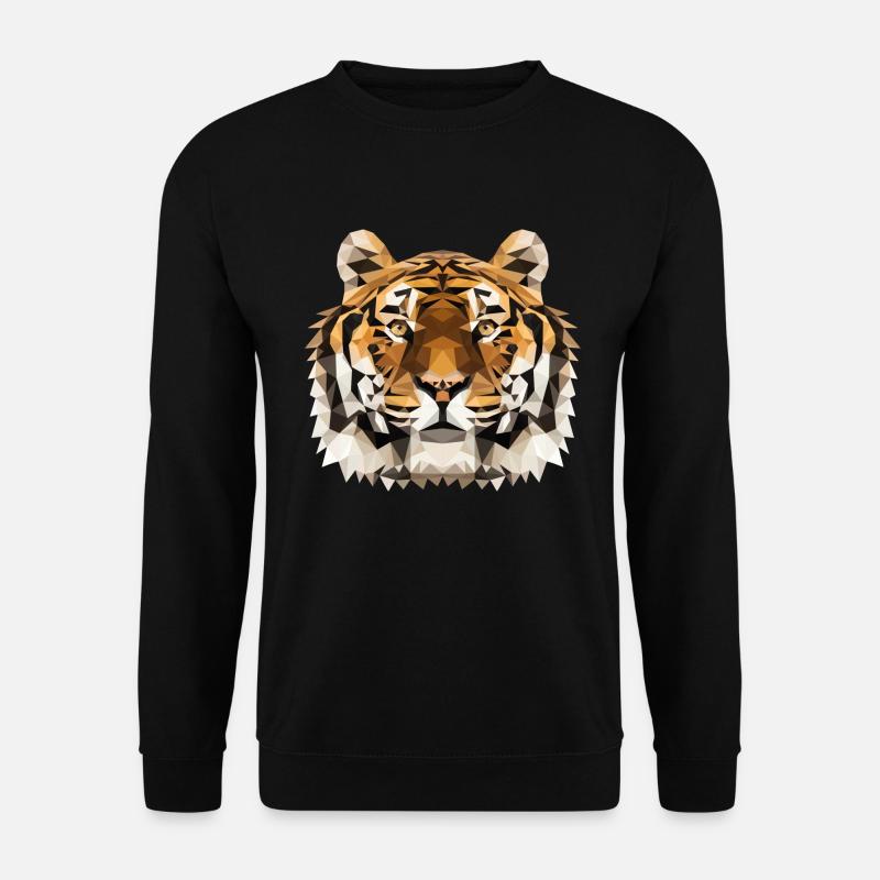 Tiger | Polygon Tiger Kopf | Tigerkopf geometrisch - Unisex Pullover - Schwarz