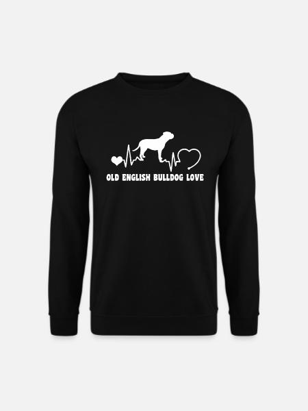 Old English Bulldog mit Herzschlag - Unisex Pullover - Schwarz