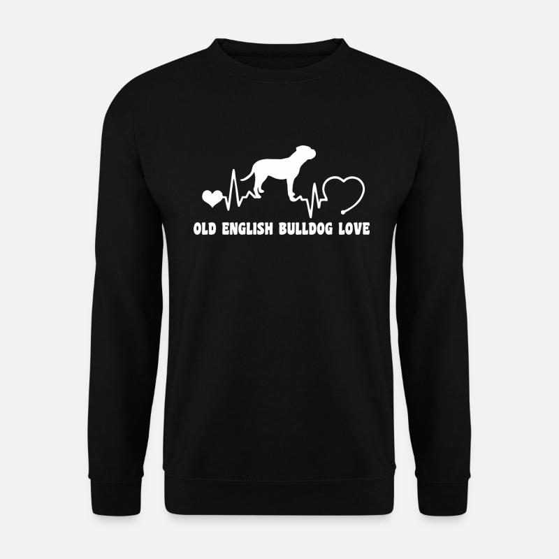 Old English Bulldog mit Herzschlag - Unisex Pullover - Schwarz
