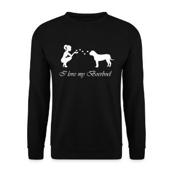 Boerboel mit Frau - Unisex Pullover - Schwarz - Vorne - Alina (178cm) & Michal (187cm)