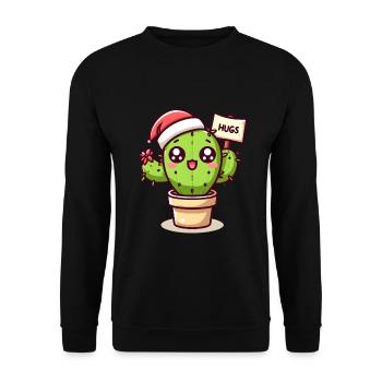 Christmas Cactus Hug, Funny for Office - Unisex Sweatshirt - black - Front - Alina (178cm) & Michal (187cm)
